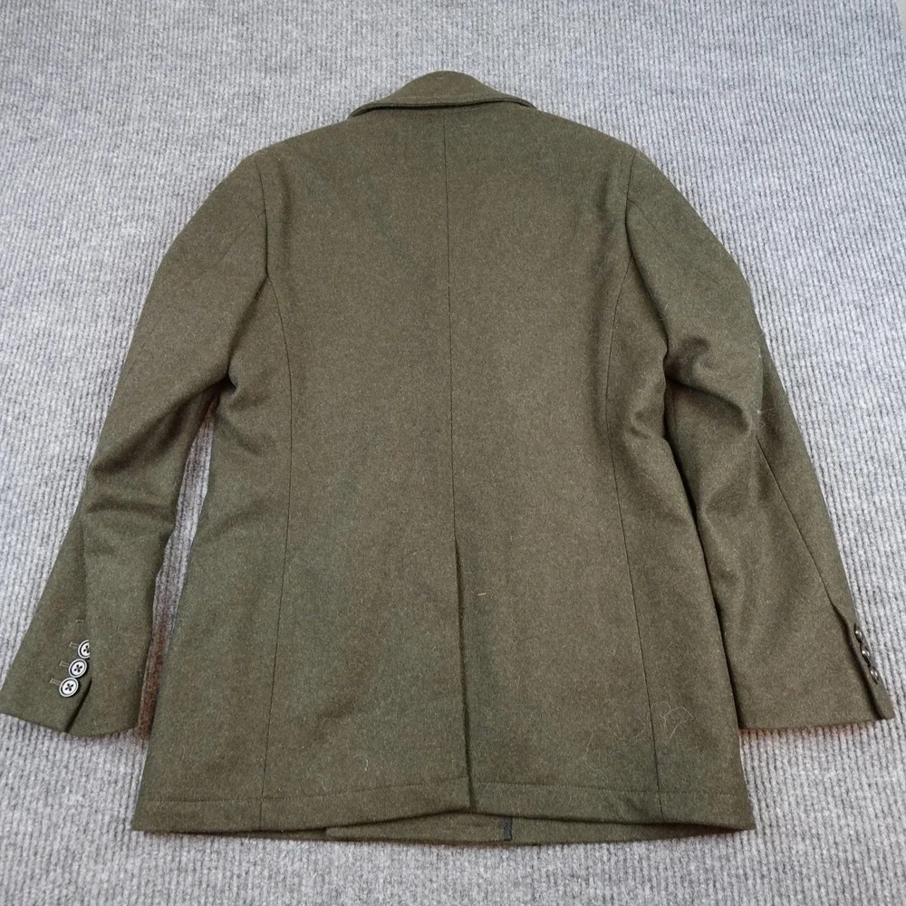 Banana Republic Mens Pea Coat Medium Green Wool Cashmere Double Breasted Quilted